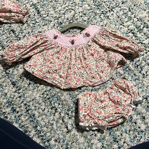 Cecil and Lou smocked diaper set